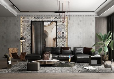 现代风格家居客厅3D模型下载